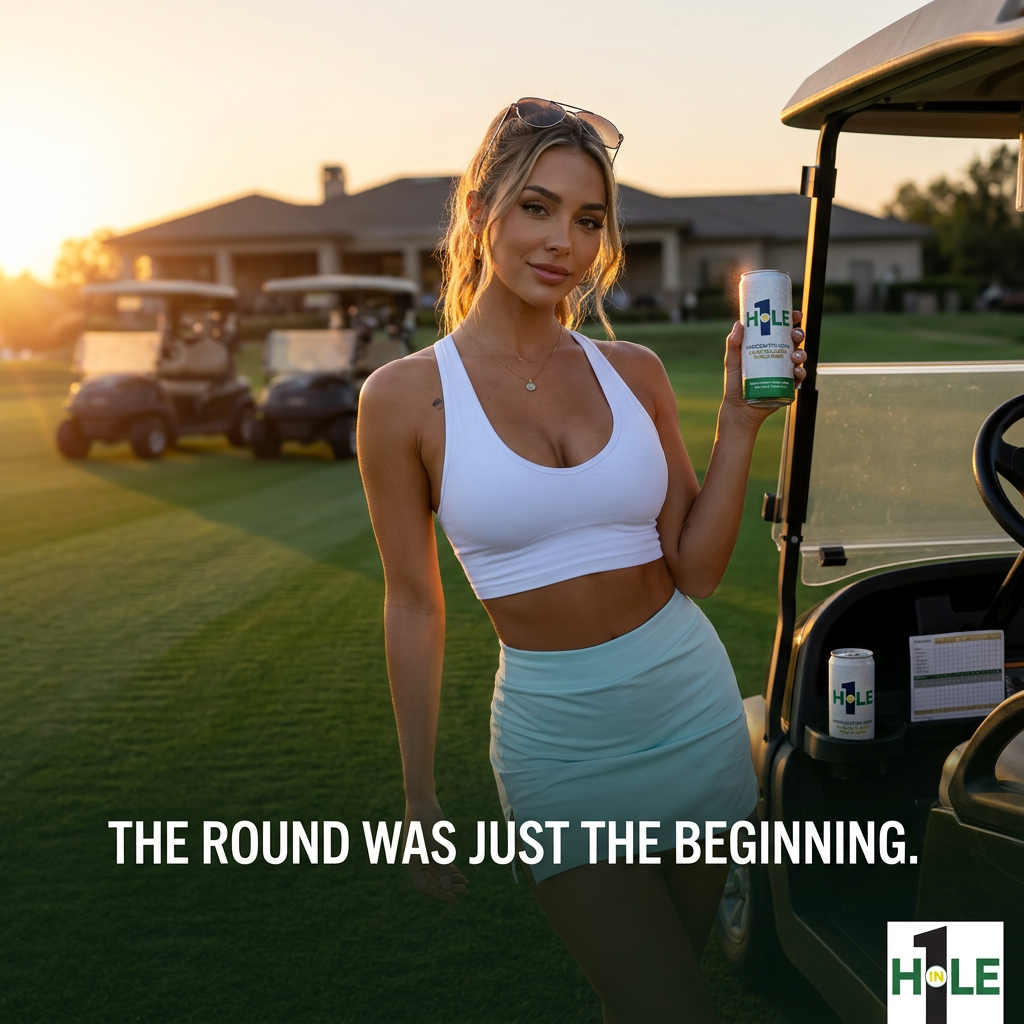 The carts are parked. The card is signed.

This is the part nobody talks about — the quiet stretch between the last putt and the first round of drinks.

She's not rushing it.

One cold can in hand, one in the holder. The clubhouse glowing in the distance. The fairway still green behind her.

That's the round. And it's not even close to over.

Hole in 1 was built for exactly this moment — when the game ends and the evening starts.

Grab your foursome and find out.

#HoleIn1 #GolfLifestyle #19thHole #GolfersOfInstagram #RTDCocktail