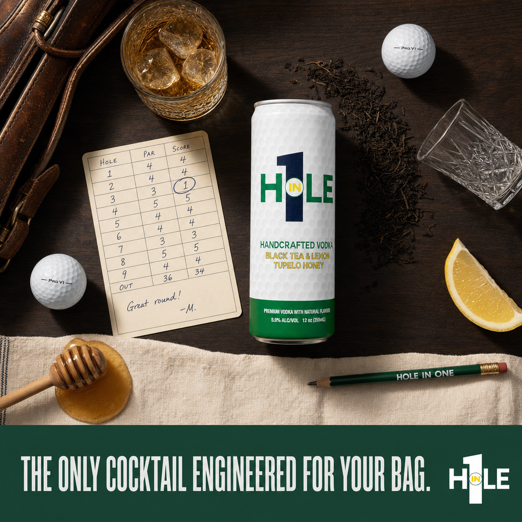 A circled ace on hole three.
That's the kind of round that demands the right drink in your bag before you even reach the first tee.
Hole in 1 was built for exactly this.
Not an afterthought at the turn.
Not a compromise at the 19th hole cart.
Tupelo honey. Black tea. A clean lemon finish.
In a can that fits right next to your range finder.
The scorecard is a souvenir.
The drink is the plan.
#HoleIn1Cocktail #GolfLife #RTDCocktail #GolfersOfInstagram #19thHole