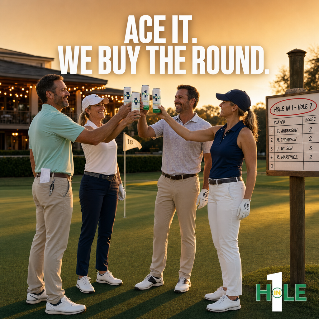 Hole 7. Nobody saw it coming.
One clean swing, the ball drops, and suddenly the whole foursome owes a round.
That's the rule. That's always been the rule.
Black tea, Tupelo honey, lemon, vodka. Cold out of the can before the handshakes are even done.
Hole in 1 is built for exactly this moment. The one you'll be talking about in the cart, at the bar, and at the next tee.
The ace is yours. The round is on us.
#GolfLife #HoleInOne #19thHole #GolfersOfInstagram #HoleIn1Cocktail