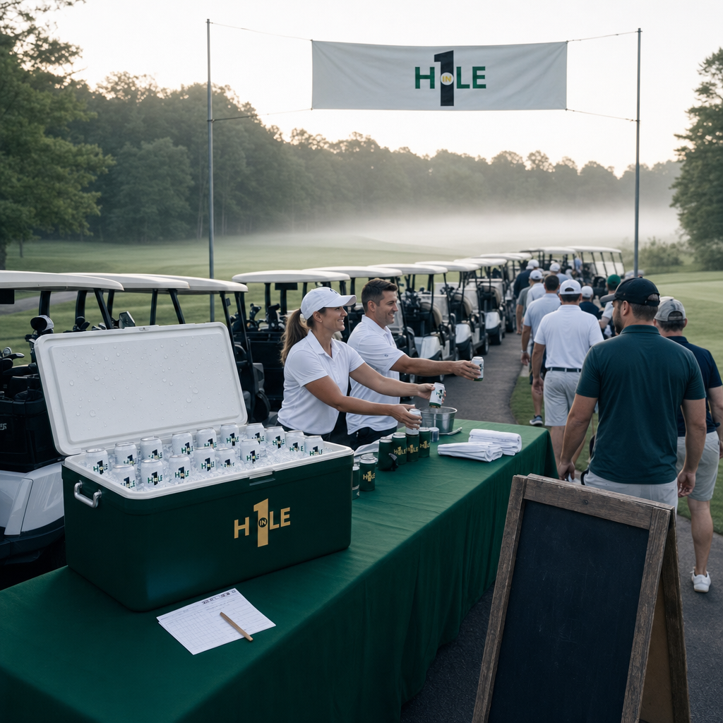 The scramble starts in the dark.

Carts lined up, mist still on the fairway, and the cooler already packed.

Hole in 1 sponsors today's charity round. Black tea. Tupelo honey. Lemon. Vodka.

It's the kind of morning that makes the whole round feel different before you even tee it up.

Every golfer gets one on the way out.

Every hole-in-one today gets the round bought for the whole foursome.

That's the deal. That's always been the deal.

See you at the turn.

#GolfLife #CharityScramble #RTDCocktail #GolfersOfInstagram #HoleIn1