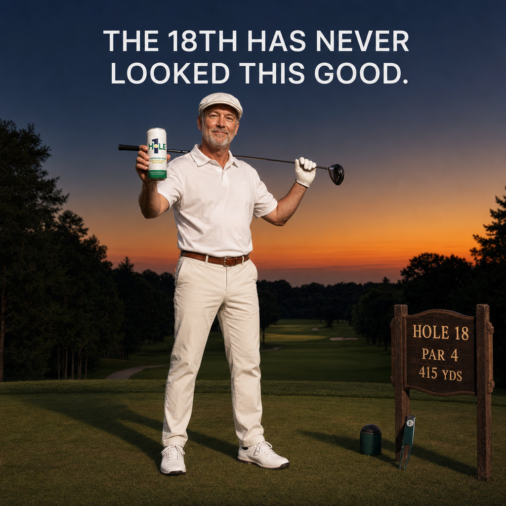 The 18th tee box hits different when you finish the round right.

Driver across the shoulders. Can in hand. Copper sky overhead.

That pause before you walk to the clubhouse — that is the round.

Black tea, Tupelo honey, lemon, vodka. Cold from the first crack to the last sip.

Hole in 1 was built for this exact moment.

Not the scorecard. Not the handicap. The part where you raise a can at hole 18 and nobody needs to say anything.

Every round has one of these moments. This is how you close it.

#GolfLife #19thHole #HoleInOne #GolfersOfInstagram #HoleIn1RTD