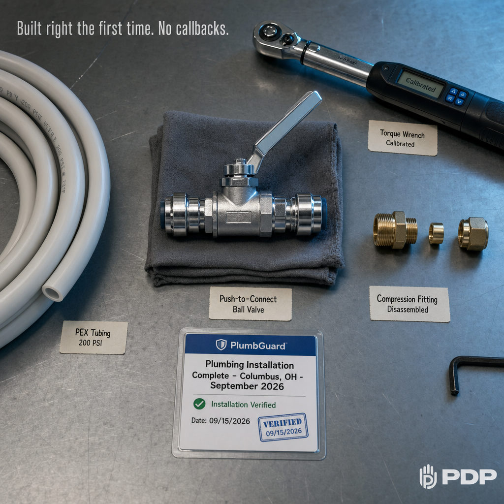Every commercial callback costs money, time, and trust.

These are the components that eliminate that problem before it starts — correct fittings, rated tubing, calibrated tools, and a completed service record that stays on file.

PlumbGuard isn't a maintenance contract. It's the decision smart property operators make so a Friday night pipe failure stays in someone else's building.

We operate 24/7 with no extra charges — and our technicians don't earn commissions, so the recommendation they make is the one the job actually needs.

If your Columbus facility is still reacting instead of preventing, let's change that.

#PlumbingMaintenance #PlumbGuard #CommercialPlumbing #PropertyManagement #PlumbingAndDrainProfessionals