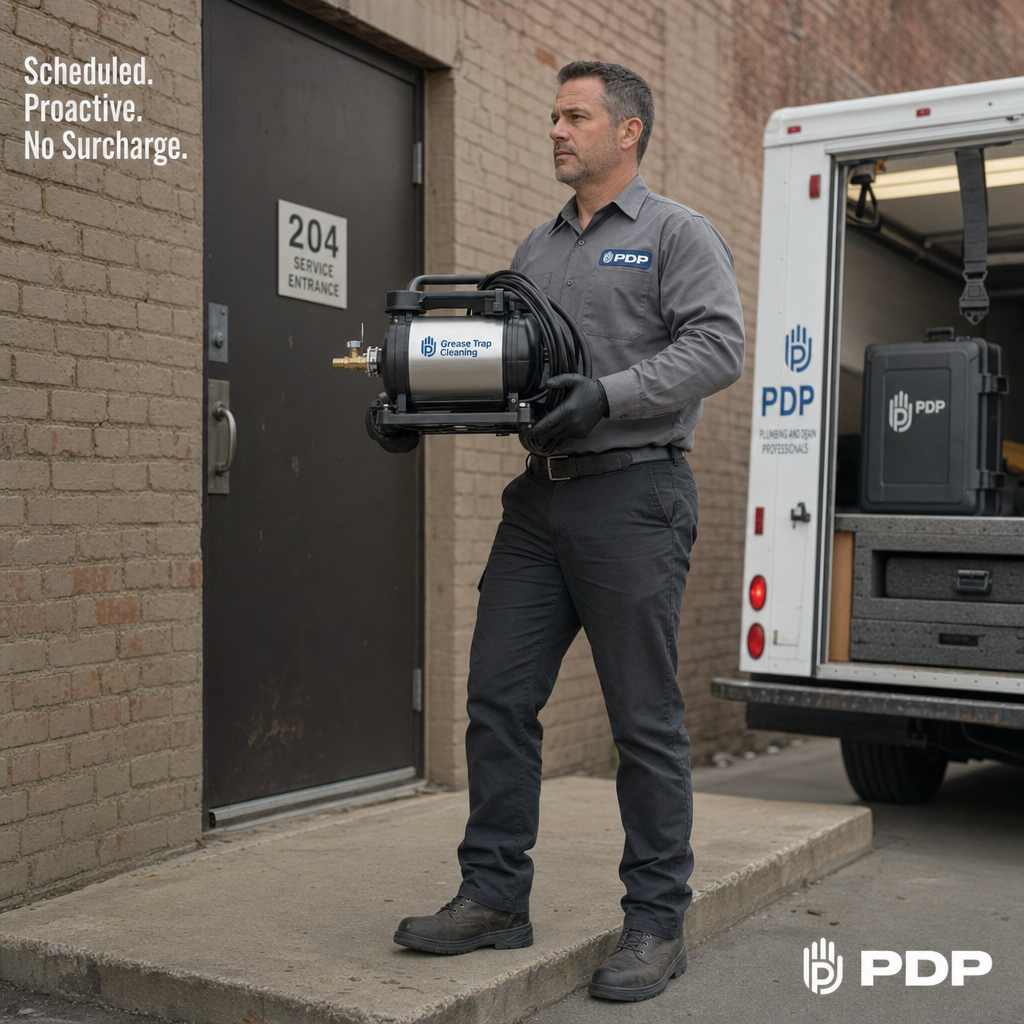 Grease trap backups don't wait for a convenient time.

A kitchen drain failure on a Friday afternoon shuts down service, triggers health code scrutiny, and costs far more than a scheduled maintenance visit.

This is what proactive looks like. Technician on site, equipment in hand, scheduled in advance.

PlumbGuard members get recurring grease trap service built into their plan. No emergency call fees. No surcharges. 24/7 coverage with no extra charges — that's not a footnote, it's the model.

If you operate a restaurant in the Columbus area and you're still reacting instead of scheduling, it's time to change that.

Reach out and ask about PlumbGuard.

#PlumbingAndDrain #GreaseTrapMaintenance #CommercialPlumbing #RestaurantOperators #PlumbGuard