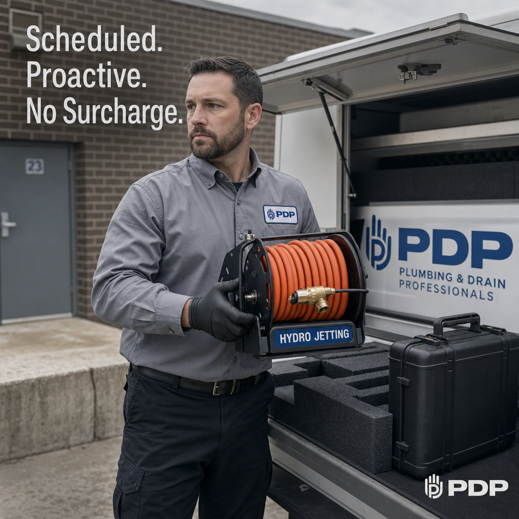School restrooms can't go offline on a Tuesday morning.

That's why this truck is here before the first bell rings.

Scheduled hydro jetting. No emergency call rate. No surcharge. Just a drain system that's cleared on a calendar, not a crisis.

PlumbGuard clients don't scramble. They plan. We show up on time with the right equipment, do the work, and leave before the day starts.

24/7 availability with no extra charges is the foundation. Proactive service is the standard.

If your Columbus-area school, property, or facility runs on a schedule, your plumbing maintenance should too. Ask us about PlumbGuard.

#PlumbingAndDrainProfessionals #HydroJetting #PlumbGuard #SchoolFacilityManagement #ColumbusPlumbing