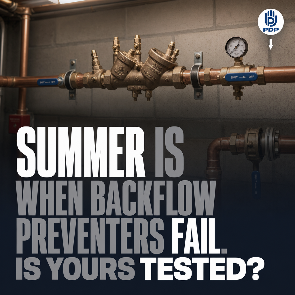 Summer is the highest-risk window for backflow failures at commercial properties. Irrigation systems cycling on, pool fill lines pressurizing, and peak kitchen and facility demand all create the pressure fluctuations that push an untested backflow preventer past its limits.
Ohio EPA and local water authorities mandate annual backflow preventer testing for most commercial and institutional water users, including restaurants, schools, and hospitals. Most devices run on a one-year test cycle. Facilities that skip or delay testing during summer irrigation startup are most exposed exactly when cross-connection pressure reversals are most likely.
A failed preventer does not just mean a repair call. It means contaminated water from irrigation lines, floor drains, or equipment can reverse into the potable supply. That is a health code violation and a direct liability event.
PlumbGuard keeps backflow testing scheduled before the pressure spikes start, so Columbus-area operators are never caught exposed when it matters most.
#BackflowTesting #CommercialPlumbing #PlumbGuard #OhioEPA #RestaurantOperations