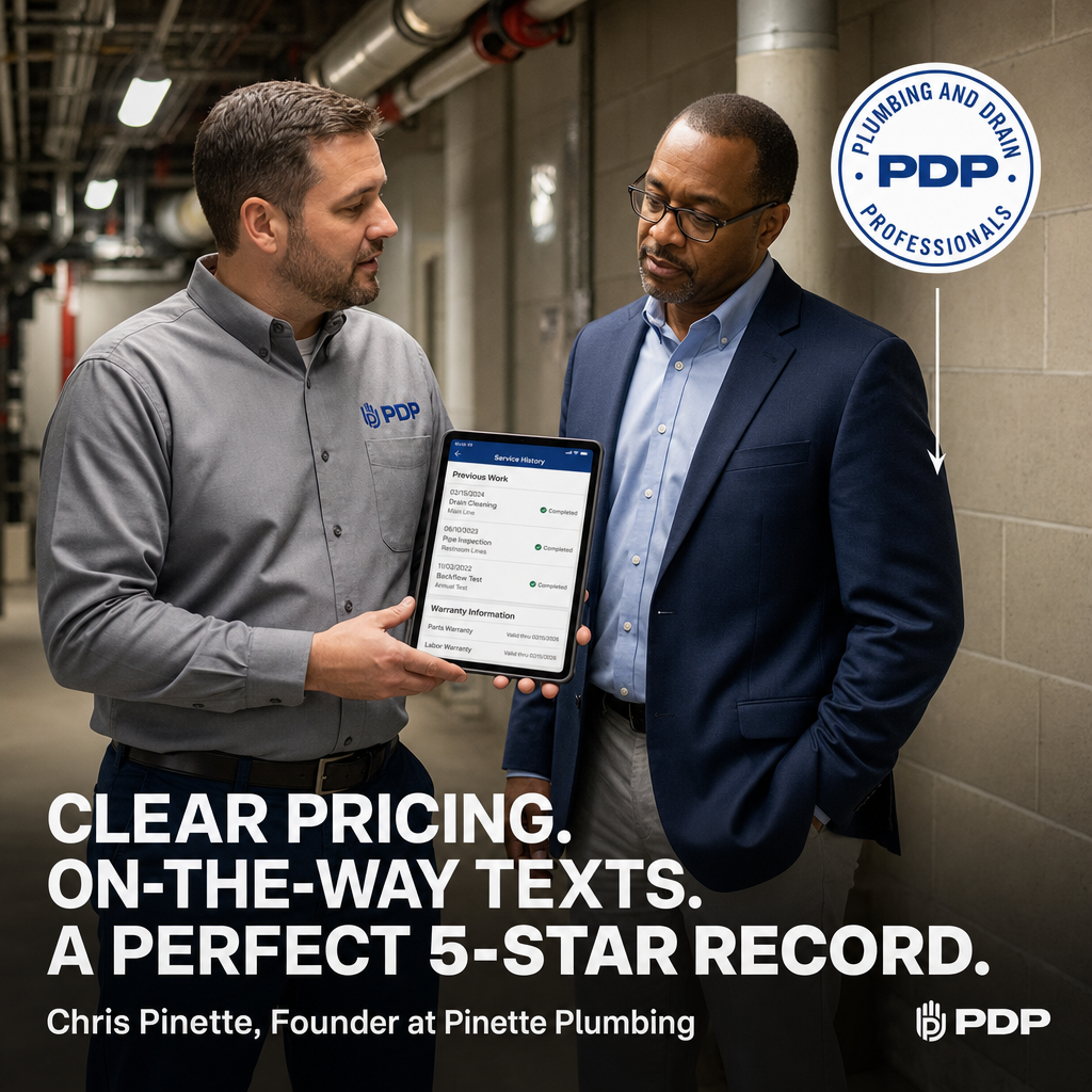 openPR reports that Pinette Plumbing earned a perfect 5.0 rating across 278 customer reviews since opening in 2022, winning Plumber of the Year in Attleboro from the Consumer Ratings Institute.

The practice behind that record is specific. Customers receive on-the-way texts before a technician arrives, photo documentation of the work, clear pricing options before anything begins, and a complete digital service history that includes prior work and warranty information.

Founder Chris Pinette put it plainly: 'We work hard to earn that trust by communicating clearly, giving people options, and standing behind our work.'

For Columbus-area facility managers and commercial operators, that standard is exactly what accountability-first service looks like. Our non-commission technicians show up with the same transparency on every call, 24/7, with no extra charges for the hour it happens to be.

#PlumbingAndDrainProfessionals #ColumbusPlumbing #CommercialPlumbing #TransparentService #PlumbGuard