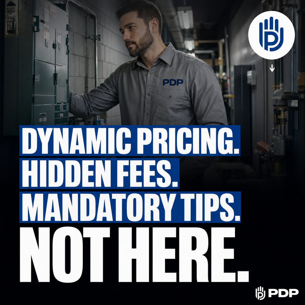 A viral post from a self-described old mechanic imagined an auto lube shop running dynamic pricing with no visible menu prices, an AI kiosk replacing any human at intake, and a mandatory 25% tip tacked onto the final bill. The satire was pointed because it was recognizable.

The fictional shop's pricing could change 'at a moment's notice' with nothing posted on the menu board. The AI kiosk assigned service bays with zero human accountability. The mechanic writing it knew exactly what he was skewering because he has seen the dysfunction from inside the trade.

Commercial operators in Columbus know this feeling. Restaurant owners, property managers, school facilities teams and hospital administrators have all dealt with vendors whose pricing shifts between the call and the invoice.

At Plumbing and Drain Professionals, the rate is flat. There is no surge pricing at 2 a.m. Our technicians work on salary, not commission, so the recommendation is always what the job actually needs. No kiosk. A real technician. A straight number before the work starts.

That is not a selling point. It is just how the job should be done.

#NoSurgeCharges #FlatRatePlumbing #ColumbusPlumbing #PlumbingAndDrainProfessionals #CommercialPlumbing