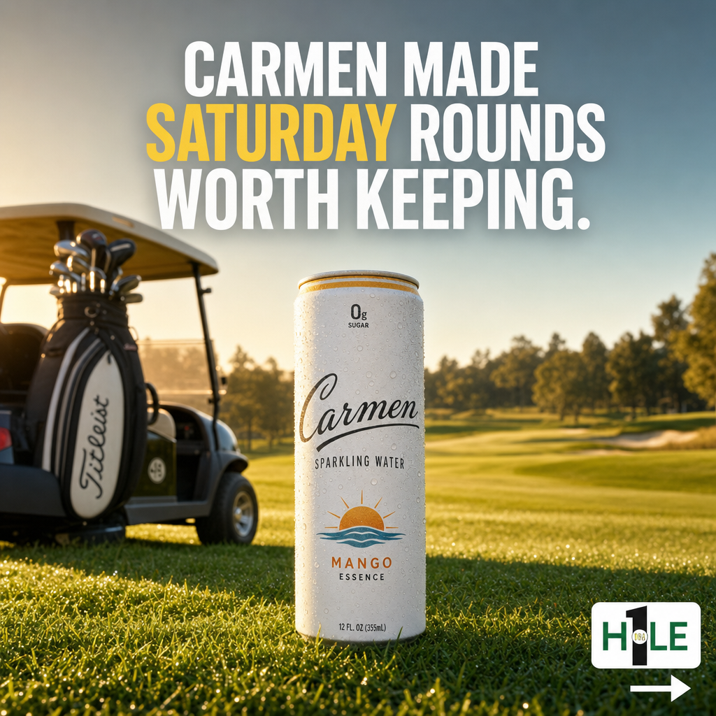 Saturday morning tee times hit different when the foursome is already locked in.

Carmen brings that energy to the cart before the first drive.

Black tea. Tupelo honey. Real lemon. Vodka. No artificial sugars, nothing to apologize for.

Hole in 1 was built for exactly this, the four-hour round, the side bet, the turn stop, the recap at the 19th hole.

Not a seltzer. Not a hard lemonade. A cocktail in a can that knows where it belongs.

Make this Saturday's round one worth texting about on Sunday.

Grab a Carmen. Sip the Moment.

#GolfLifestyle #HoleInOne #RTDCocktail #GolfersOfInstagram #SipTheMoment