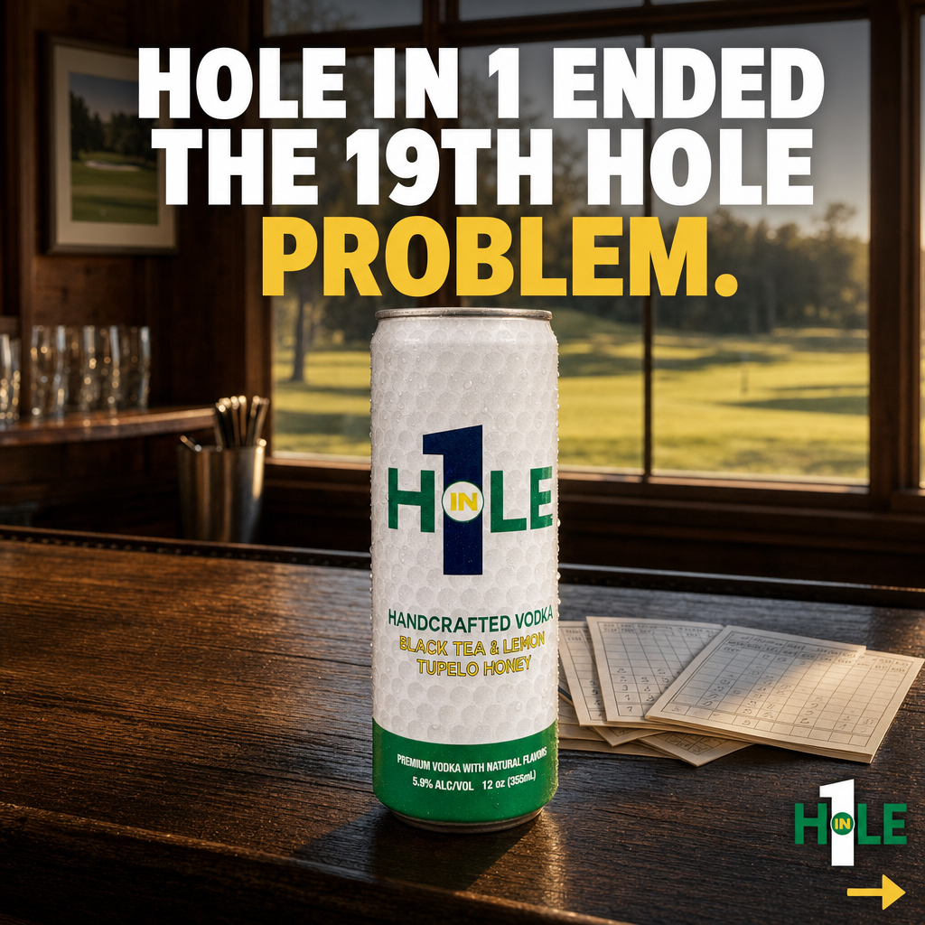 Scorecard still in hand. Banter still going. The bartender just asked what you're having.
That moment deserves better than whatever's cold and generic.
Hole in 1 was built for exactly this: the transition from the last putt to the first round of drinks.
Vodka, black tea, real lemon, Tupelo honey.
No artificial sugars. Nothing to apologize for.
The four strangers you teed off with this morning are now the four people you're not ready to leave.
The can in your hand should match the quality of the round you just had.
Every Round, Celebrated.
#GolfLifestyle #19thHole #RTDCocktail #GolfersOfInstagram #HoleIn1