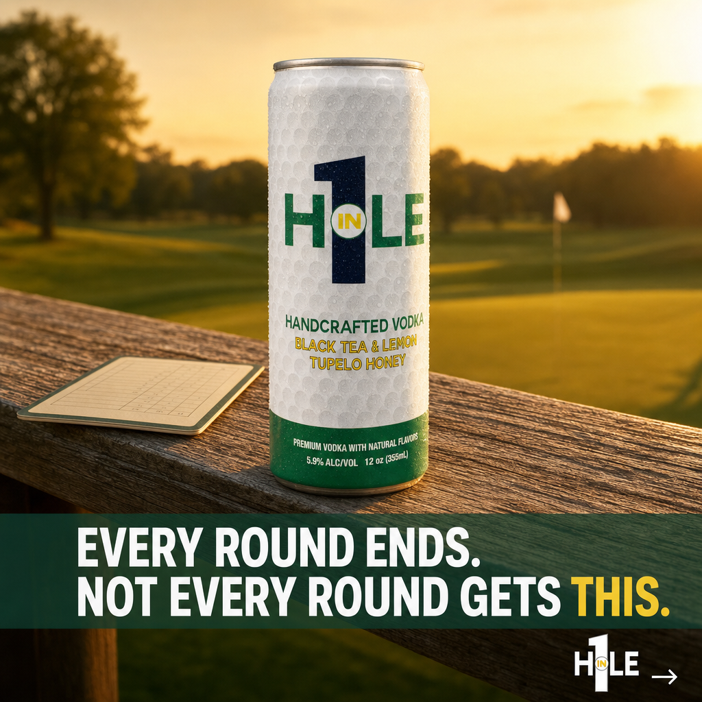 Most rounds don't end with an ace.

They end with a handshake, a cart ride back, and the quiet feeling that you showed up and played all 18.

That's worth something.

Hole in 1 was built for exactly that moment. Not just the extraordinary shots. Every finish line.

Vodka, black tea, real lemon, and Tupelo honey. Nothing artificial. Nothing filler. Four ingredients that taste like they belong at the end of a round because they were made for it.

You don't need a hole-in-one to raise a can.

Every round, celebrated.

#GolfLife #19thHole #RTDCocktail #GolfersOfInstagram #HoleInOne