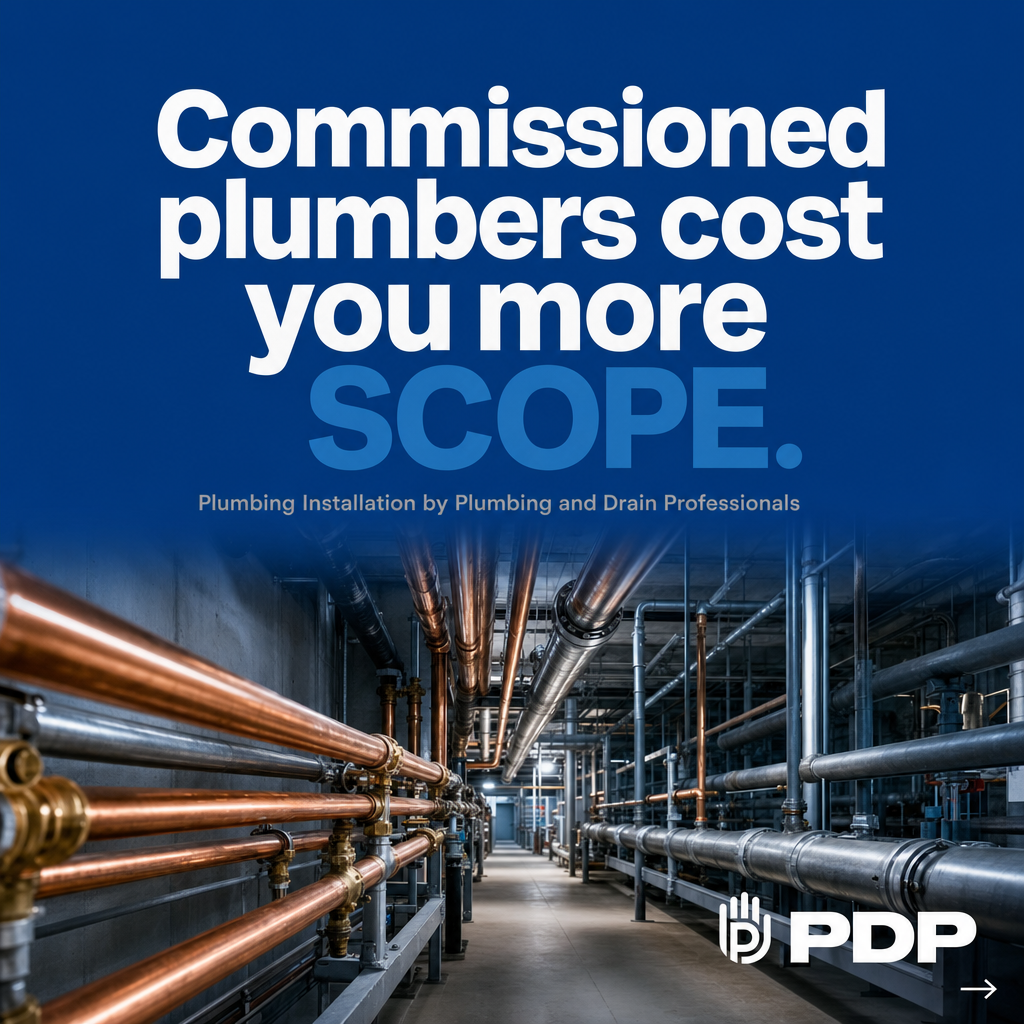 A commissioned plumber on a large installation project has a built-in incentive to find more scope.

That is not a character flaw. It is a structural problem.

At Plumbing and Drain Professionals, our technicians are non-commissioned. They assess what the project needs and they stop there. No inflation. No upsell. No scope that appears overnight.

On large commercial installs, that structure matters more than most operators realize. A hospital facilities director or a school district managing a capital project cannot afford a moving target on scope or cost.

Our 24/7 flat-rate availability holds the same way. Whether a pipe issue surfaces at 2am on a Tuesday or midday on a Sunday, the rate does not change. No surprise line items when the project runs long into the evening.

Founded by a life-long plumber and serving Columbus, Ohio for over a decade, this is how we built the model.

Property managers, hospital directors, and school facilities teams in Central Ohio: if you have an installation project coming, talk to us first.

Link in bio or call us directly.

#PlumbingInstallation #ColumbusOhioPlumbing #CommercialPlumbing #PropertyManagement #PlumbingAndDrainProfessionals