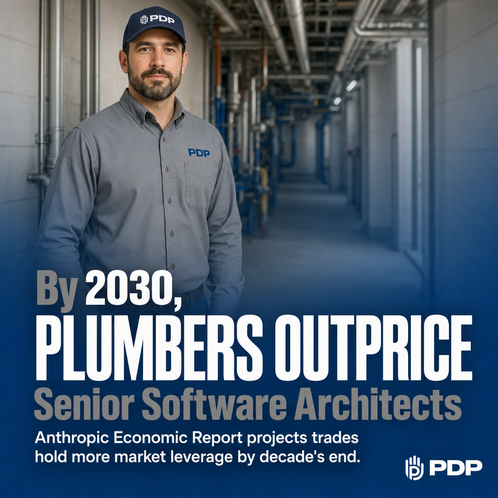 Anthropic's own economic research says it plainly: by 2030, plumbers and electricians will hold more pricing power than senior software architects.

The finding came out of the Anthropic Economic Report and spread fast. The X post by @shiri_shh earned 511 likes and 49 shares within the first 48 hours, and a second viral post from @DocumentingAGI amplified the same finding in the same window. Cross-account traction like that means this is no longer a niche trades conversation. It has landed squarely in mainstream tech and business discourse.

For operators in Columbus who rely on skilled technicians to keep their buildings running, this shift in market value reflects what they already know. The people who fix real things in real buildings are harder to replace every year. PlumbGuard keeps those skilled professionals working proactively for your facility before problems start. Save this one.

#PlumbingProfessionals #SkilledTrades #TradesCareer #Columbus #PlumbingAndDrain