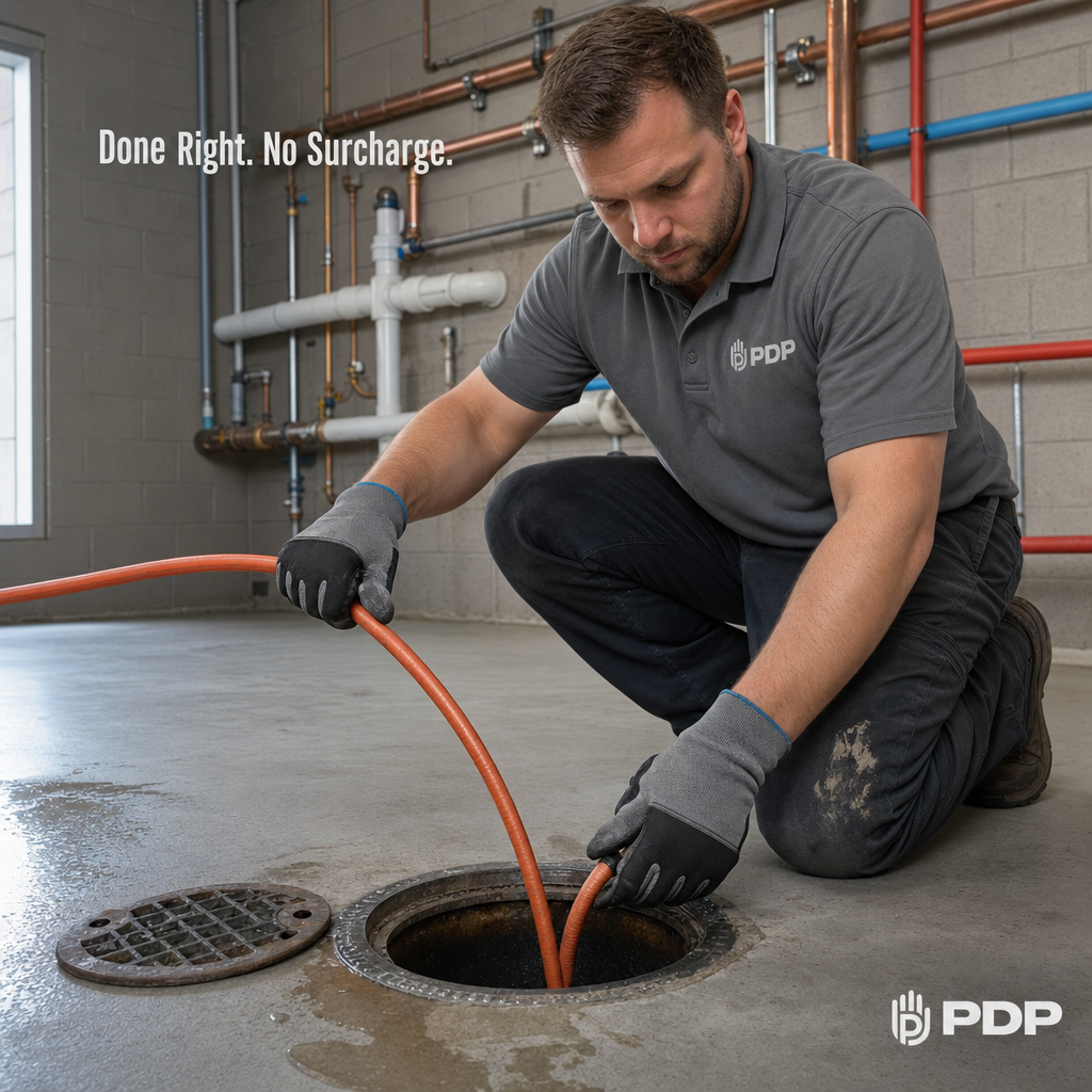 Hydro jetting a commercial floor drain at 2 a.m. costs the same as at 2 p.m.
That is the whole point of PlumbGuard.
No after-hours surcharge. No commissioned tech upselling a camera inspection you did not ask for. Just a trained technician, the right equipment, and a completed work order before your building opens.
Restaurant kitchens, apartment buildings, school mechanical rooms. The drain does not care what time it backs up.
Neither do we.
Ask us about PlumbGuard for your property. Columbus, Ohio operators can reach us 24/7 with no extra charges.
#PlumbingAndDrainProfessionals #HydroJetting #CommercialPlumbing #PropertyManagement #PlumbGuard